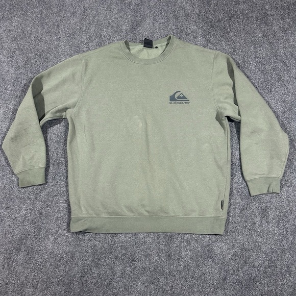 Quiksilver Green Crewneck Sweatshirt L Cotton/Polyester Blend Mens‎ Casual Wear - Picture 1 of 16
